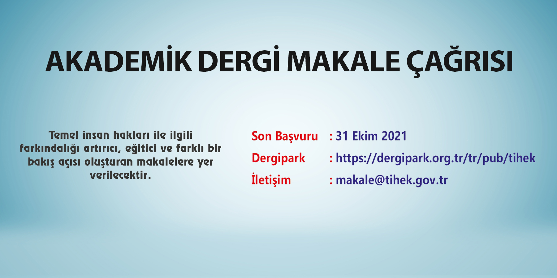 TİHEK Akademik Dergi 8. Sayısı Makale Çağrısı