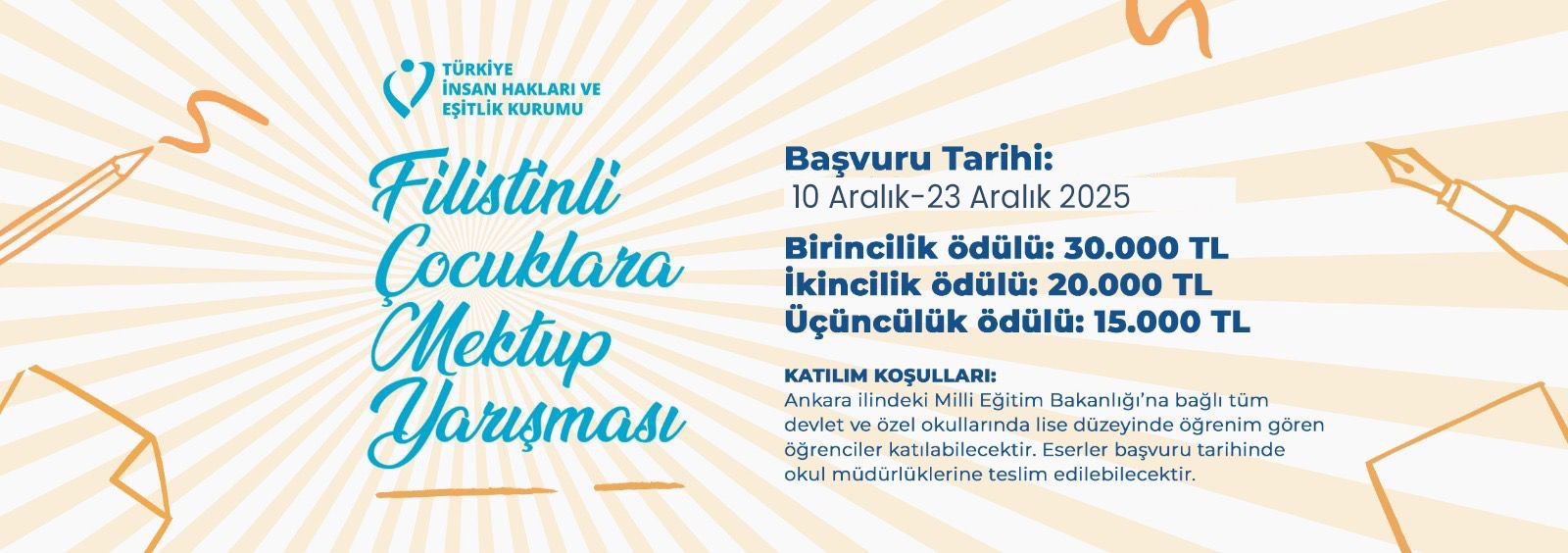 Filistinli Çocuklara Mektup Yarışmasının Başvuru Süresi Uzatılmıştır