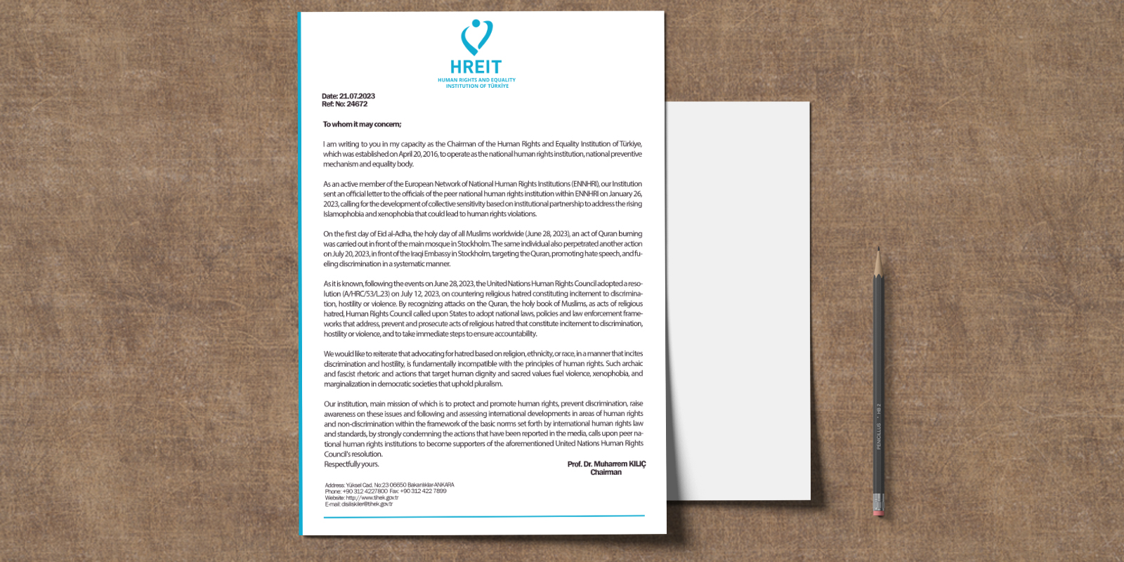 Letter Regarding the Repetition of an Action Targeting the Holy Quran in Front of The Stockholm Embassy