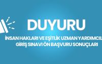 İnsan Hakları ve Eşitlik Uzman Yardımcılığı  Giriş Sınavı Ön Başvuru Sonuçları 