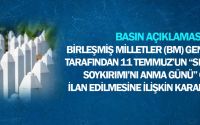 Birleşmiş Milletler (BM) Genel Kurulu Tarafından, 11 Temmuz’un “Srebrenitsa Soykırımı’nı Anma Günü” Olarak İlan Edilmesine İlişkin Karar Hakkında Basın Açıklaması