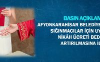 Afyonkarahisar Belediyesi Tarafından Sığınmacılar İçin Uygulanan Nikâh Ücreti Bedelinin Artırılmasına İlişkin Basın Açıklaması